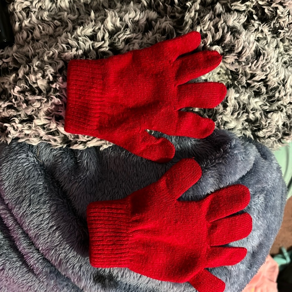 mittens, red, childs small